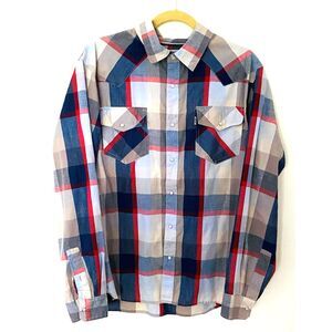 Levis Pearl Snap Button Up Long Sleeve Collared Plaid Western Shirt Top L